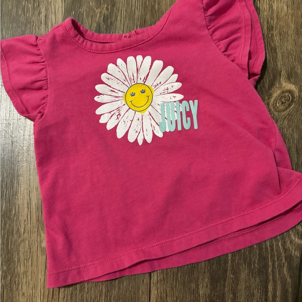 Juicy Couture Fuchsia Tee with Smiley Daisy